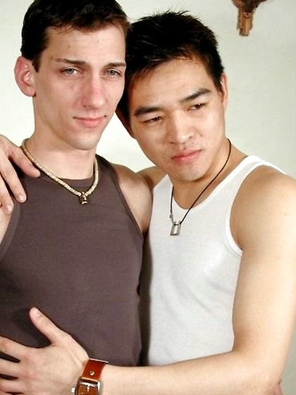 Sexy Asian boy and hot white stud sucks each others big hard cock