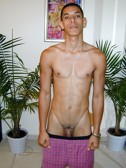 Hot latin twink Beneto shows his uncut cock