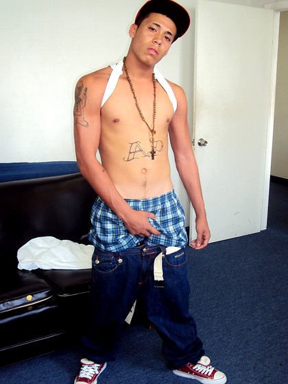 Young latino gangsta jacking off