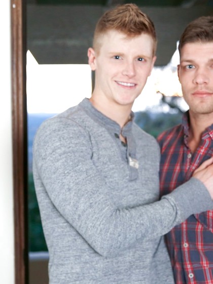 Kinky gay hunks Alex Tanner and Bridger Watts ride each other's cock on a bed